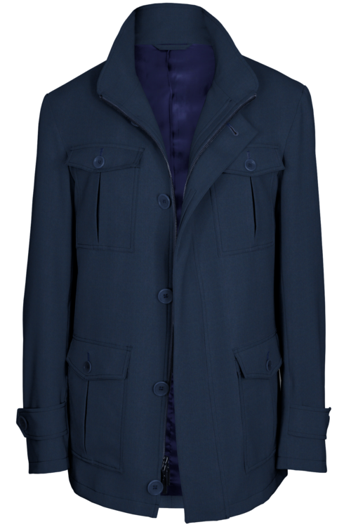 Navy Twill Five Button Field Jacket