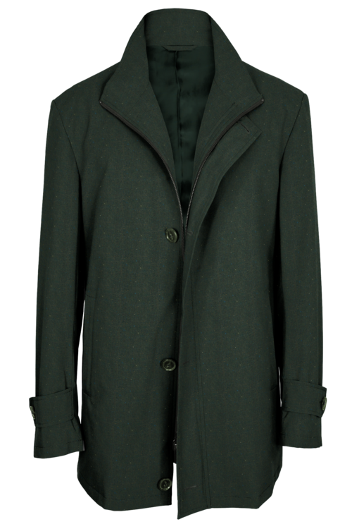 Olive Donegal Four Button Zippered Car Coat