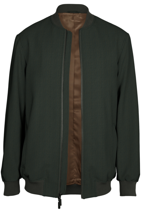Olive Herringbone Bomber Jacket
