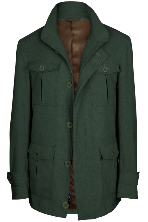 Olive Melange Five Button Field Jacket