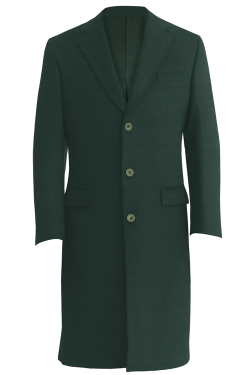 Olive Solid Three Button Topcoat