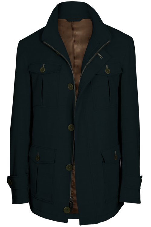 Olive Twill Five Button Field Jacket