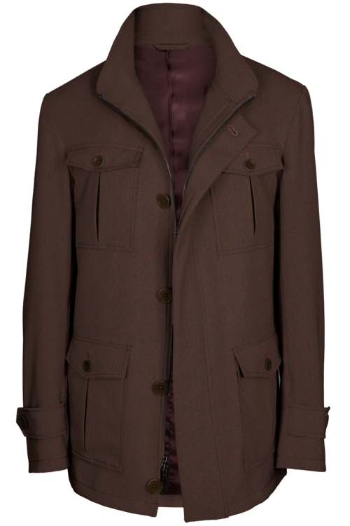 Rust Herringbone Five Button Field Jacket