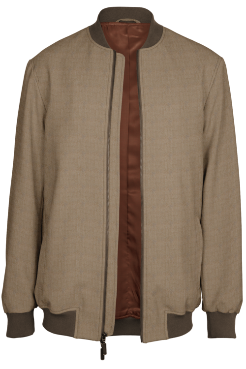 Sand Herringbone Bomber Jacket