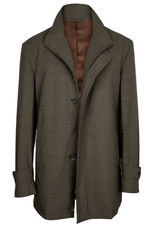 Tan Donegal Four Button Zippered Car Coat