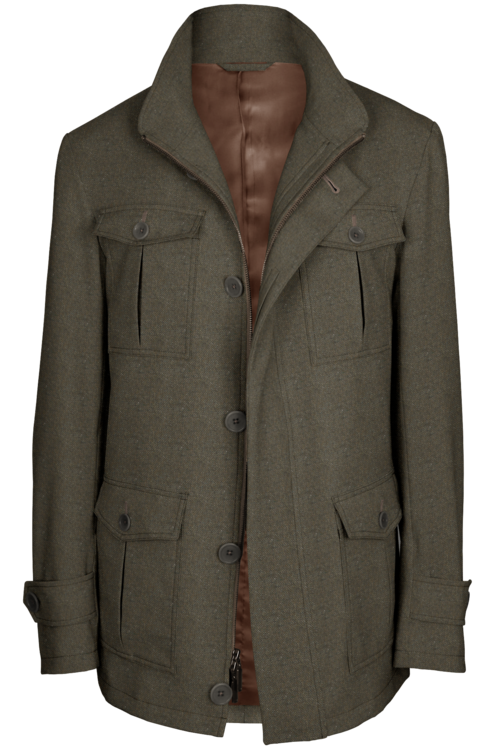 Tan Donegal Five Button Field Jacket
