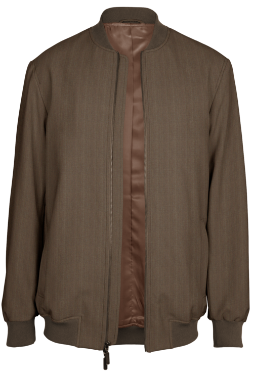 Tan Herringbone Bomber Jacket