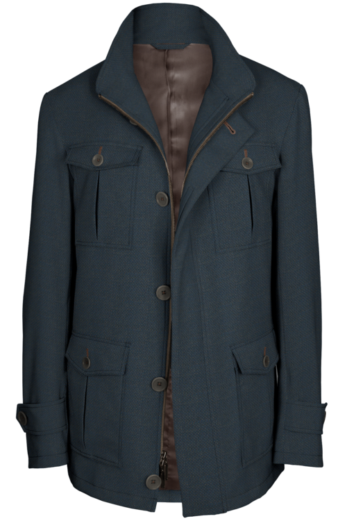 Tan Tweed Five Button Field Jacket