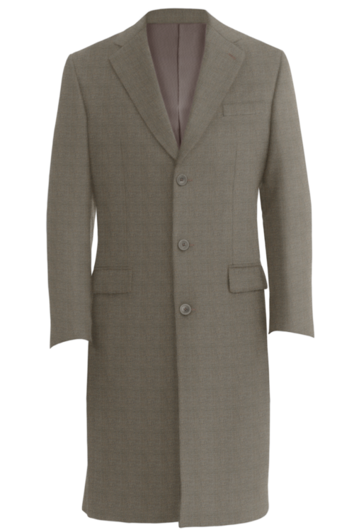 Taupe Solid Three Button Topcoat