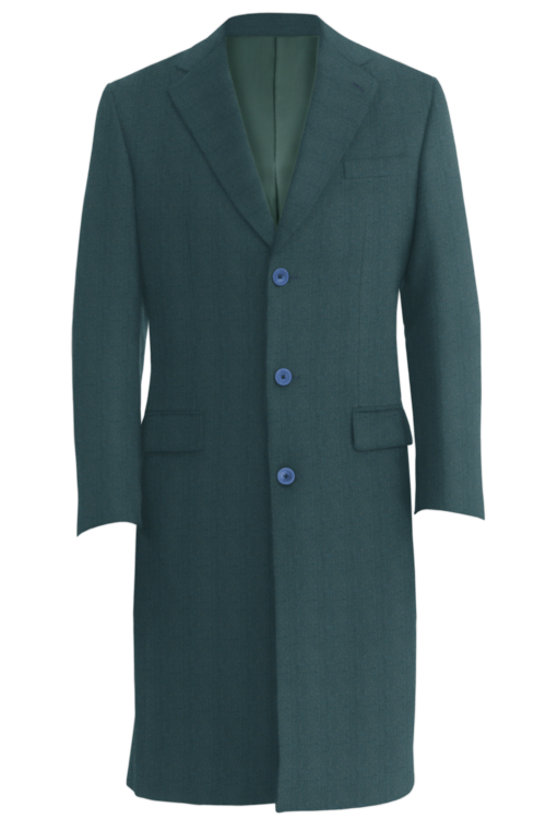 Teal Herringbone Three Button Topcoat
