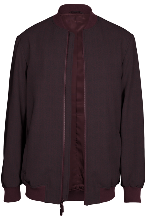 Wine Herringbone Bomber Jacket